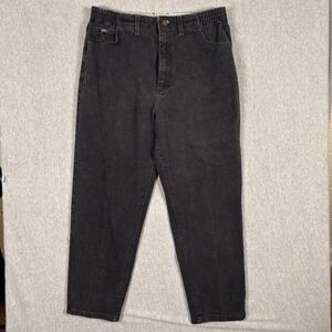 VTG Lee Jeans Womens 16 Petite Black High Rise Tapered Mom 100% Cotton 90s USA